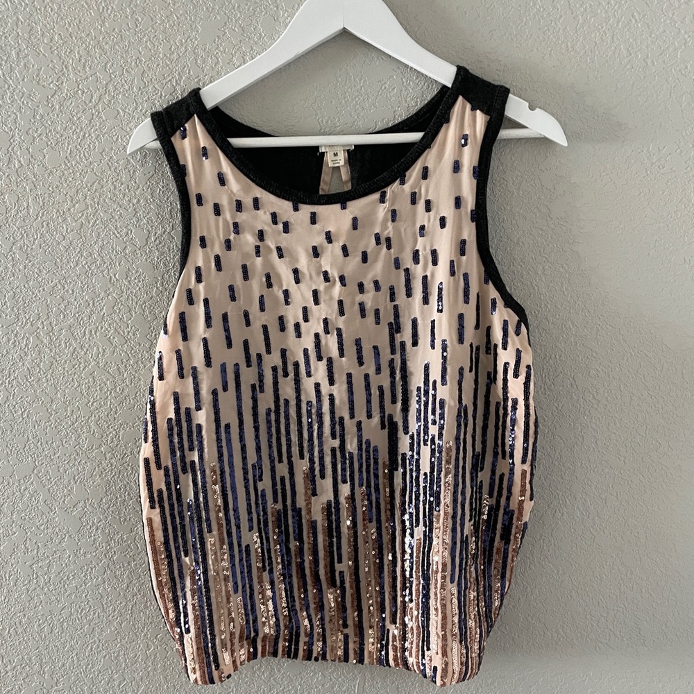 Tiny Medium Tank top with sequin stripes